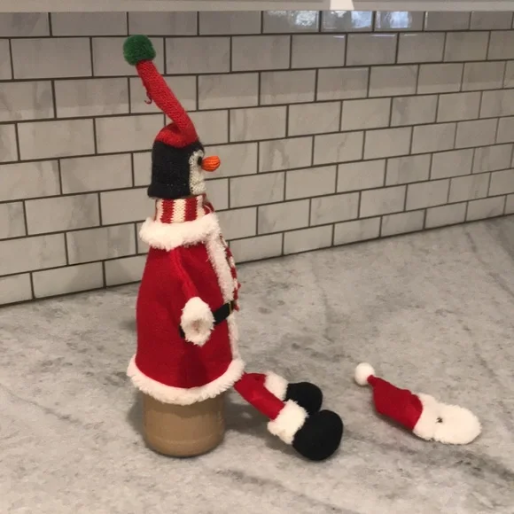 Vintage Christmas Wine Bottle Cover Santa Penguin - Picture 7 of 7